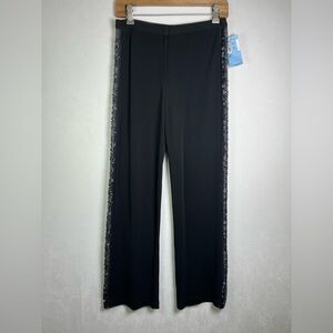 BCBG Max Azria Y2K Women’s Archive Black Beaded Mesh Side Stripe Pant Sz 2 NWT
